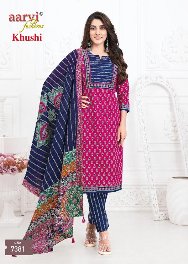 Aarvi Khushi Vol-1 – Ajrakh Style Kurti Pant With Dupatta